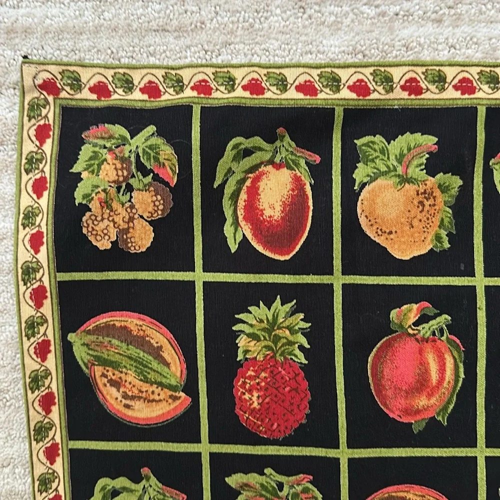 Vintage April Cornell Black Fruit Placemats Set of 2